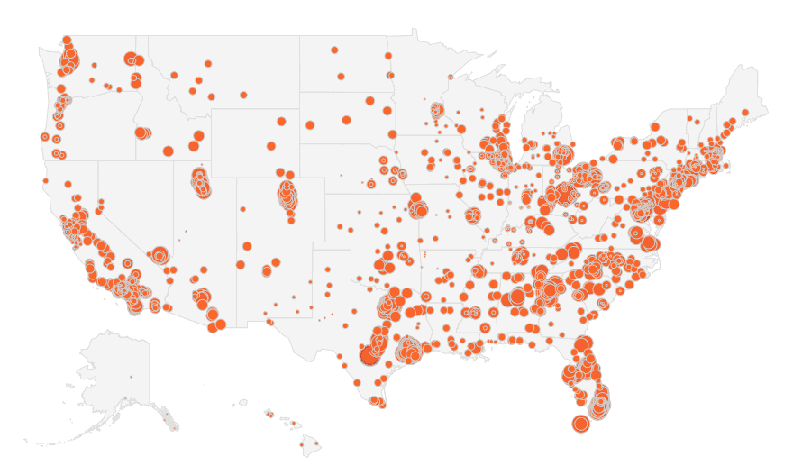 US map with most calls US map with most calls